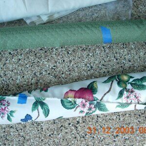 Home Decorator Fabric Green Textured and Fruit Pattern, 5 yards total